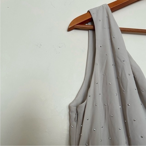 Express Chiffon One Shoulder Sleeveless Rhinestone Mini Dress - Picture 3 of 5